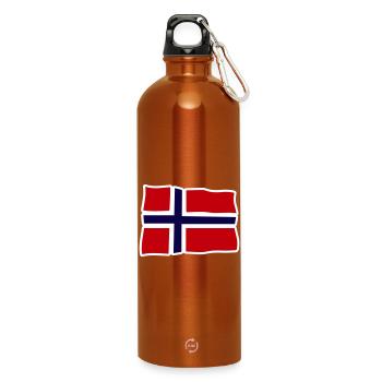 Norvège Drapeau ondulé Croix - Gourde en inox avec mousqueton 750 ml - orange - Devant