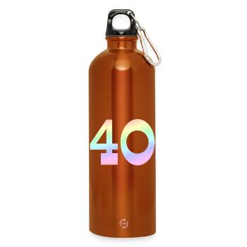Geburtstagsgeschenk, 40 pastell Verlauf - Trinkflasche mit Karabiner 750 ml - Orange - Vorne