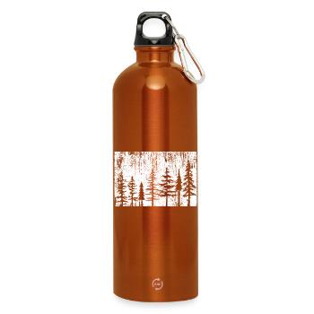 Silhouette Forêt Monochrome - Gourde en inox avec mousqueton 750 ml - orange - Devant
