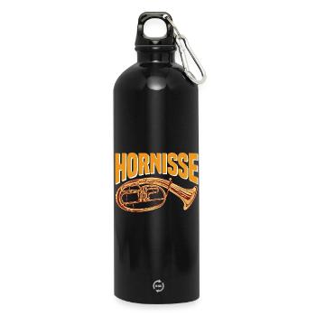 Hornisse - Tenorhorn Design für Orchester Musiker - Trinkflasche mit Karabiner 750 ml - Schwarz - Vorne