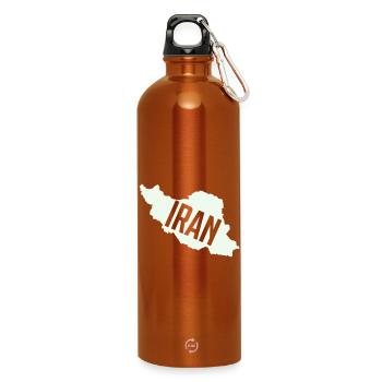 Iran Map Bold Typography - Water Bottle with carabiner 750 ml - burnt orange - Front