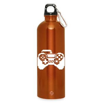 Game Controller Pixel Graphics - Water Bottle with carabiner 750 ml - burnt orange - Front