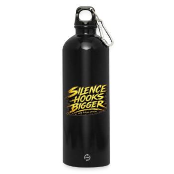 Silence Hooks – Mentalität beim größeren Karpfenangeln - Trinkflasche mit Karabiner 750 ml - Schwarz - Vorne