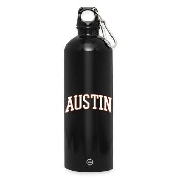 Austin Varsity Arc Font - Water Bottle with carabiner 750 ml - black - Front