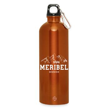 Méribel, station de ski, domaine skiable - Gourde en inox avec mousqueton 750 ml - orange - Devant