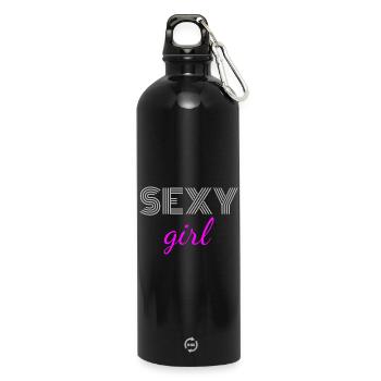 Sexy Girl - Water Bottle with carabiner 750 ml - black - Front