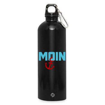 Moin ancre Ahoi Mer du Nord Mer Baltique plage vacances côte - Gourde en inox avec mousqueton 750 ml - noir - Devant