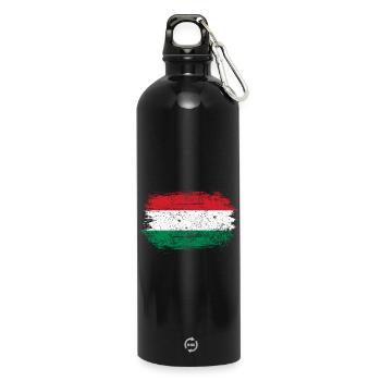 Hungarian Brush Flag Art - Water Bottle with carabiner 750 ml - black - Front