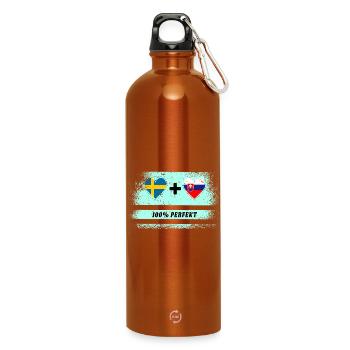 Slovaquie et Suède 100 % parfait / cadeau - Gourde en inox avec mousqueton 750 ml - orange - Devant
