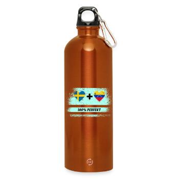 Venezuela and Sweden 100% perfect / gift - Water Bottle with carabiner 750 ml - burnt orange - Front