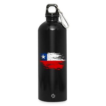 Chile Flagge used - Trinkflasche mit Karabiner 750 ml - Schwarz - Vorne