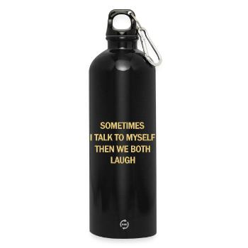 Self-Reflective Humour Quote Design - Water Bottle with carabiner 750 ml - black - Front