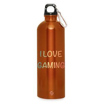 I Love Gaming Watercolors - Water Bottle with carabiner 750 ml - burnt orange - Front