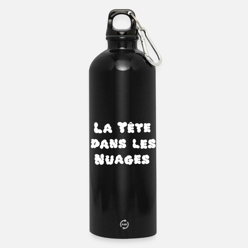 KOPF IN DEN WOLKEN! - Trinkflasche mit Karabiner 750 ml - Schwarz