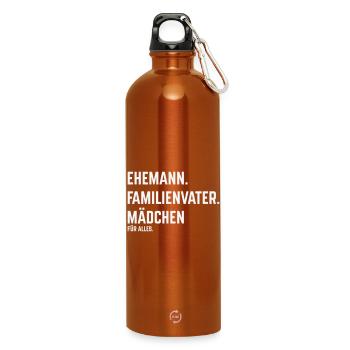 Ehemann Familienvater Mädchen Für Alles (White) - Trinkflasche mit Karabiner 750 ml - Orange - Vorne