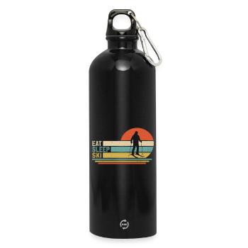 eat sleep ski  - Trinkflasche mit Karabiner 750 ml - Schwarz - Vorne