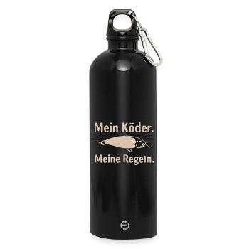 Mein Köder Meine Regeln - Trinkflasche mit Karabiner 750 ml - Schwarz - Vorne