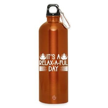 Pilates Enthusiasts It ́s A Relax-a-ful Day Pilates - Water Bottle with carabiner 750 ml - burnt orange - Front