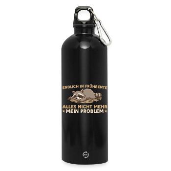 Frührente Angehender Renteneintritt Waschbär - Trinkflasche mit Karabiner 750 ml - Schwarz - Vorne