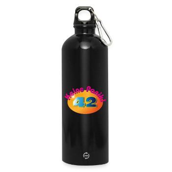 Keine Panik! 42 - Trinkflasche mit Karabiner 750 ml - Schwarz - Vorne
