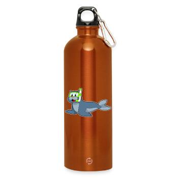 Seehund Taucher Schnorchel Tauchen - Trinkflasche mit Karabiner 750 ml - Orange - Vorne