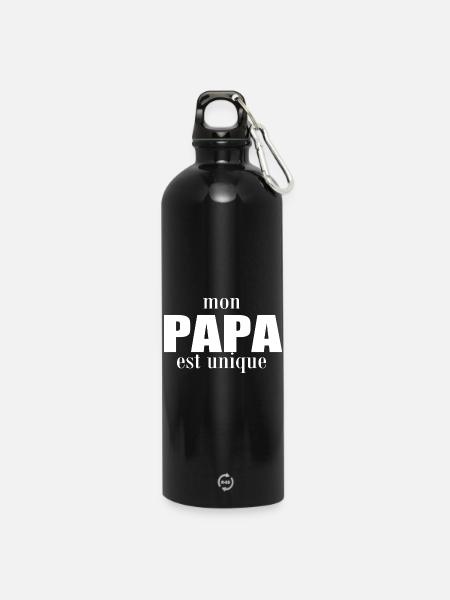 My dad is unique - Water Bottle with carabiner 750 ml - black
