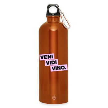 Veni Vidi Vino - Water Bottle with carabiner 750 ml - burnt orange - Front