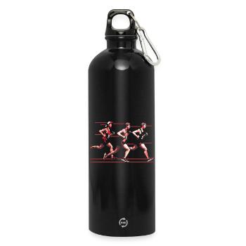 Marathon Läufer 90er Look - Trinkflasche mit Karabiner 750 ml - Schwarz - Vorne