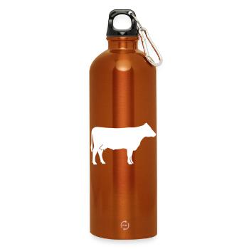 Cow Silhouette Farm Clean Vector - Water Bottle with carabiner 750 ml - burnt orange - Front