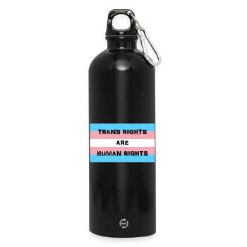 Transgender-Flagge Menschenrechte T-Shirt Design - Trinkflasche mit Karabiner 750 ml - Schwarz - Vorne