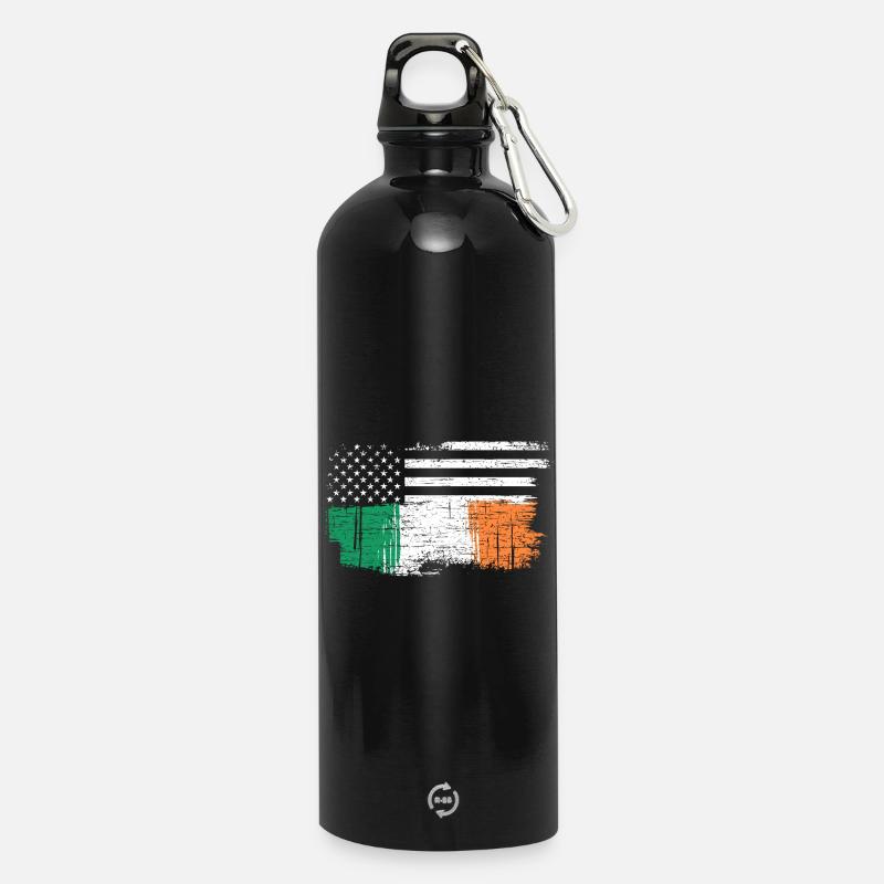Drapeau irlandais avec étoiles - Gourde en inox avec mousqueton 750 ml - noir