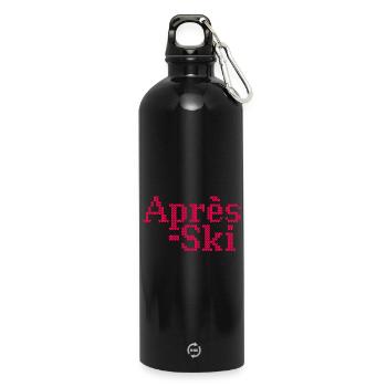 Après-ski Knit Ski Holiday Winter Party Holiday Fan - Water Bottle with carabiner 750 ml - black - Front