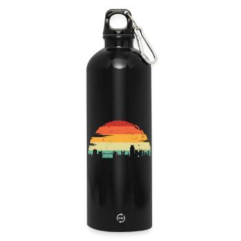 Sonnenuntergang Skyline Silhouette - Trinkflasche mit Karabiner 750 ml - Schwarz - Vorne