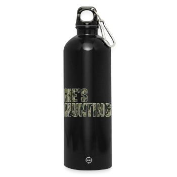 Il est la femme chasseuse d’un fier chasseur - Gourde en inox avec mousqueton 750 ml - noir - Devant