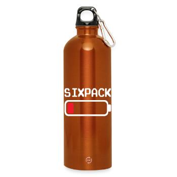 Six-pack – Tenue amusante avec une batterie faible - Gourde en inox avec mousqueton 750 ml - orange - Devant