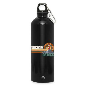 Île USEDOM MER BALTIQUE Vacances Phare Drôle - Gourde en inox avec mousqueton 750 ml - noir - Devant