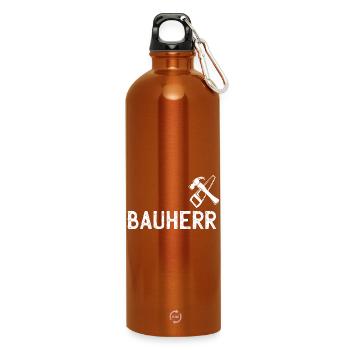 Bauherr DIY Werkzeug Emblem - Trinkflasche mit Karabiner 750 ml - Orange - Vorne