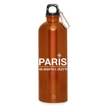 Paris Coordinate Frankreich Reise - Trinkflasche mit Karabiner 750 ml - Orange - Vorne