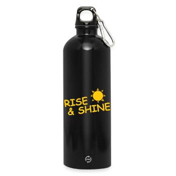 RISE AND SHINE - Trinkflasche mit Karabiner 750 ml - Schwarz - Vorne