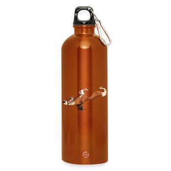 Flitzer Fuchs mit Häschenreiter Hase Reitet Fuchs - Trinkflasche mit Karabiner 750 ml - Orange - Vorne