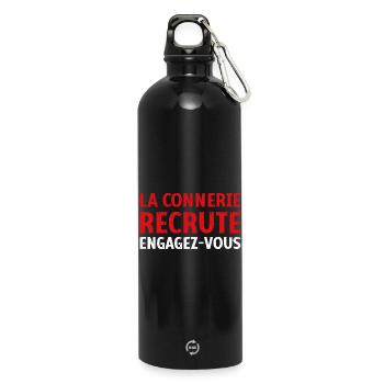 La connerie recrute engagez-vous Humour Citation - Gourde en inox avec mousqueton 750 ml - noir - Devant