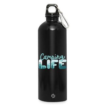 Camping Camper - Trinkflasche mit Karabiner 750 ml - Schwarz - Vorne
