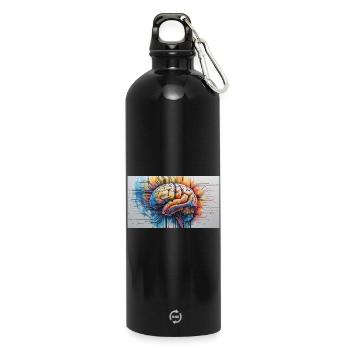 Künstlicher gehirnfarbener Schaltkreis - Trinkflasche mit Karabiner 750 ml - Schwarz - Vorne