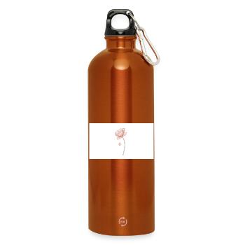 Zarter Blumentraum Linienzeichnung - Trinkflasche mit Karabiner 750 ml - Orange - Vorne