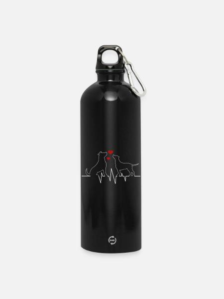 Cadeau de battement de cœur pour chien amoureux - Gourde en inox avec mousqueton 750 ml - noir