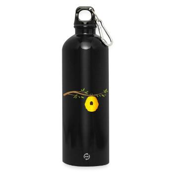 Beehive on a branch Wild beehive - Water Bottle with carabiner 750 ml - black - Front