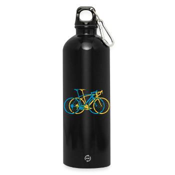 Lebendige Tri-Tone-Fahrradüberlagerung - Trinkflasche mit Karabiner 750 ml - Schwarz - Vorne