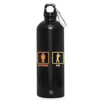 Waldhorn Strichfiguren - Trinkflasche mit Karabiner 750 ml - Schwarz - Vorne