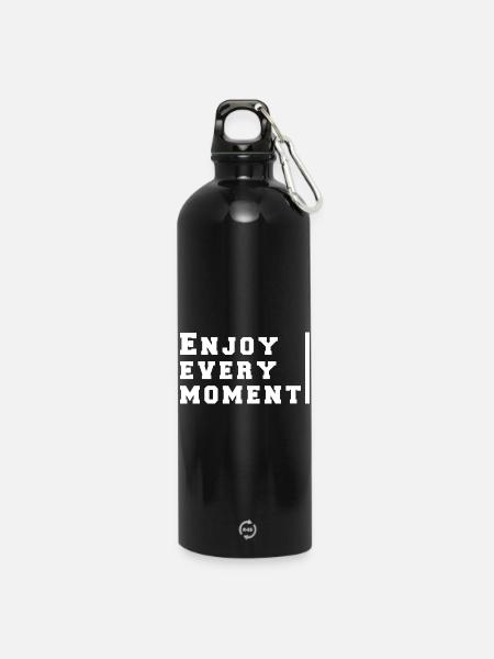 enjoy every moment - Water Bottle with carabiner 750 ml - black