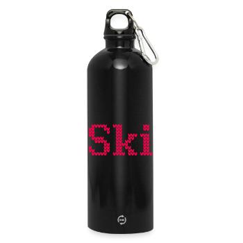 Ski Knitwear Winter Ski Holiday Pattern Alps Snow - Water Bottle with carabiner 750 ml - black - Front